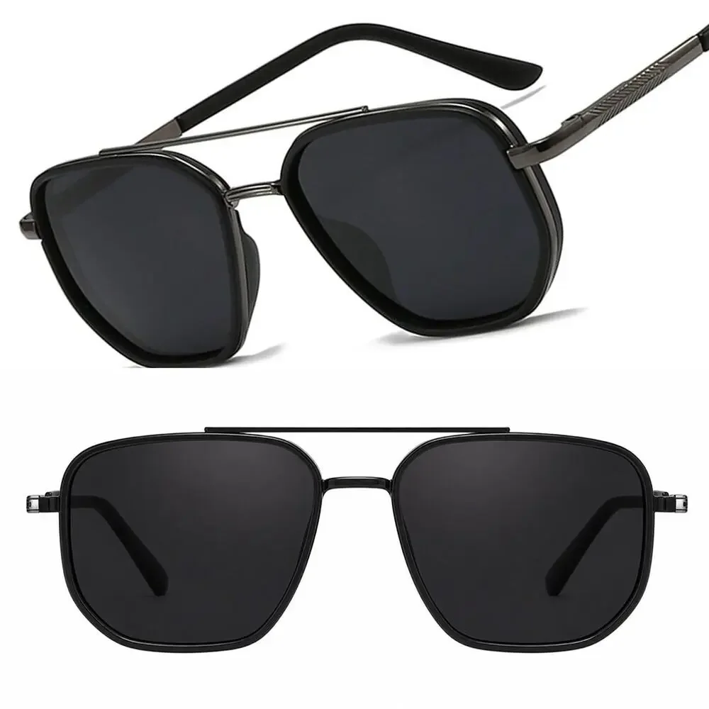 Sleek Mens Womens Black Polarized Lens Pilot Sunglasses Travel Driving